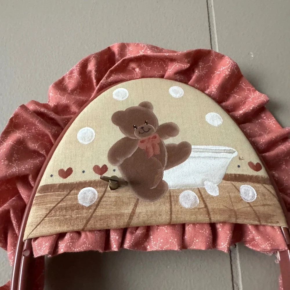 Cottagecore Grandmacore‎ Vintage Cannon Teddy Bear Musical Towel Holder Pink